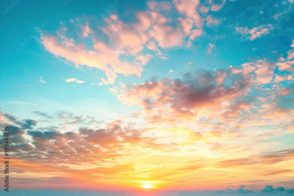 Sunset sky for background or sunrise sky and cloud at morning - generative ai Sunset sky for background or sunrise sky and cloud at morning - generative ai