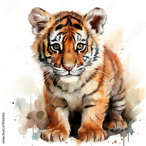 Watercolor Bengal tiger  clipart Illustration  Generative Ai