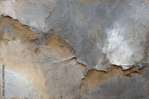 Artistic gesso-painted wall texture with a rough structure, highlighting warm colors and a weathered surface