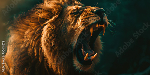 Lion roaring in the dark, Kruger National Park, South Africa