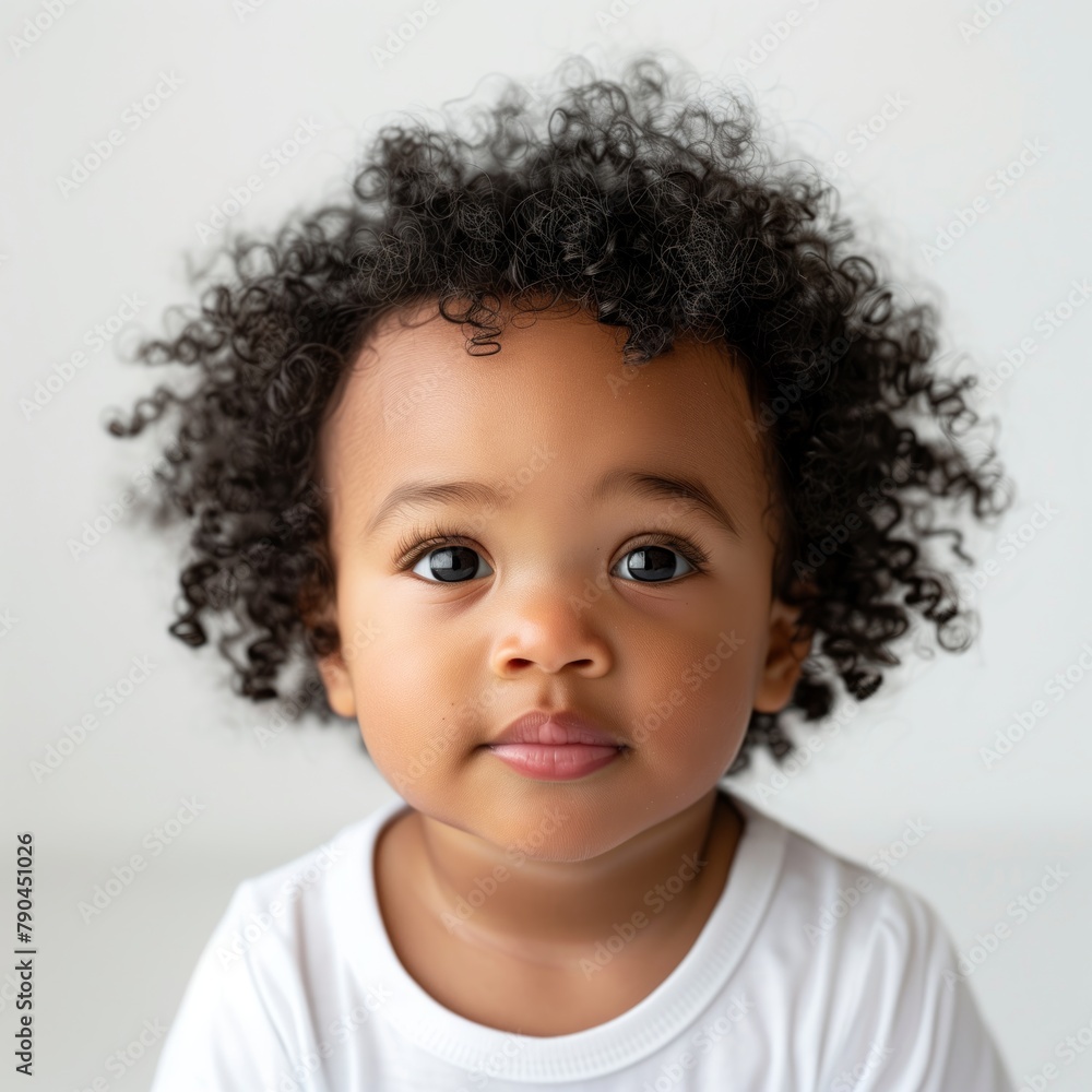 Naklejka premium Lustrous Curls and a Tender Gaze: Portrait of an Australian Aboriginal Toddler