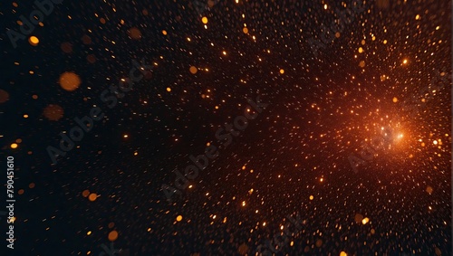 Black dark red orange golden brown shiny glitter abstract background with space. Twinkling glow stars effect. Like outer space, night sky, universe. Rusty, rough surface, grain. 