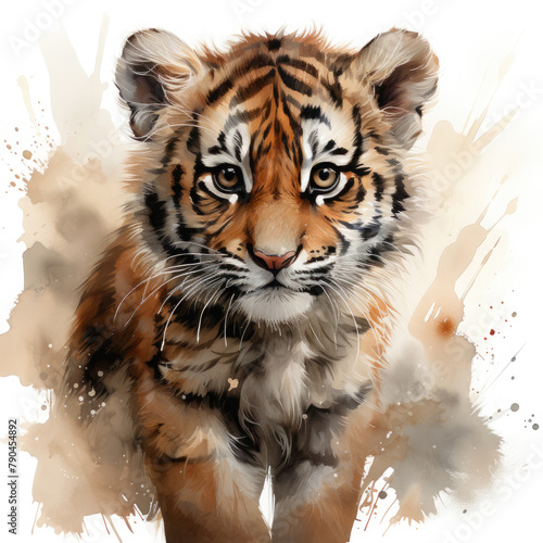 Watercolor Caspian tiger  clipart Illustration  Generative Ai