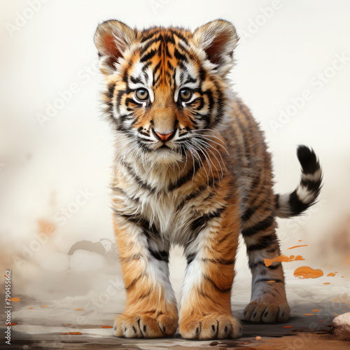 Watercolor Caspian tiger  clipart Illustration  Generative Ai