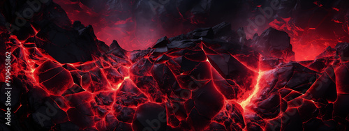 Dramatic Volcanic Lava Flows Through Darkened Rocks - Desktop Background