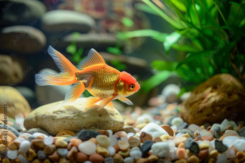 Obraz premium Goldfish harmony. Harmonious dance in aquatic realm