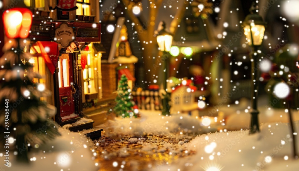 View of the night city winter street. Christmas city landscape. A lovely postcard with a Happy New Year and Merry Christmas. View of the night city winter street. Christmas city landscape. A lovely postcard with a Happy New Year and Merry Christmas.