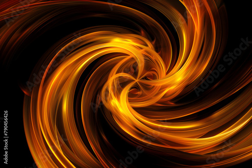 Neon swirls in vibrant shades of orange and yellow blending together beautifully. Striking on black background.