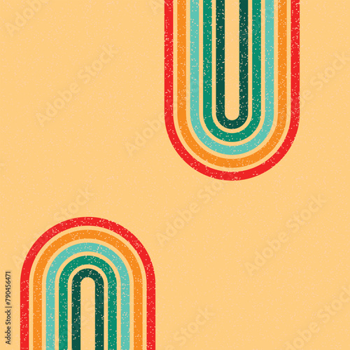 Modern art wall poster retro vintage 70s style stripes,background template lines shapes vector design.