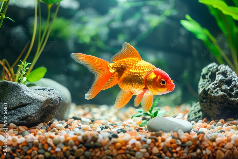 Goldfish paradise. Paradise found in aquatic world Goldfish paradise. Paradise found in aquatic world