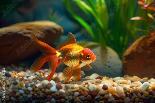 Goldfish symphony. Symphony of colors in aquatic dance