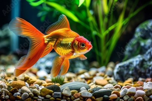 Goldfish oasis. Oasis of tranquility in aquatic landscape