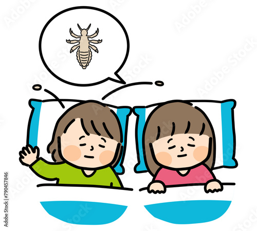 寝ている子ども達とアタマジラミ