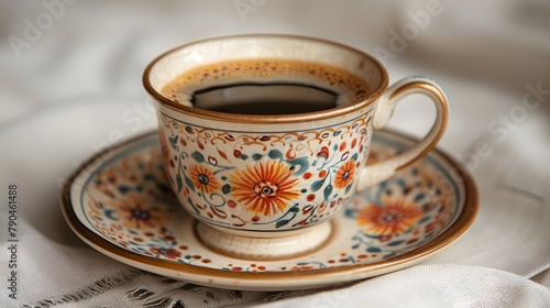 Authentic Saudi Arabian Black Coffee: A Rich and Bold Brew from the Heart of Arabia Ai Image