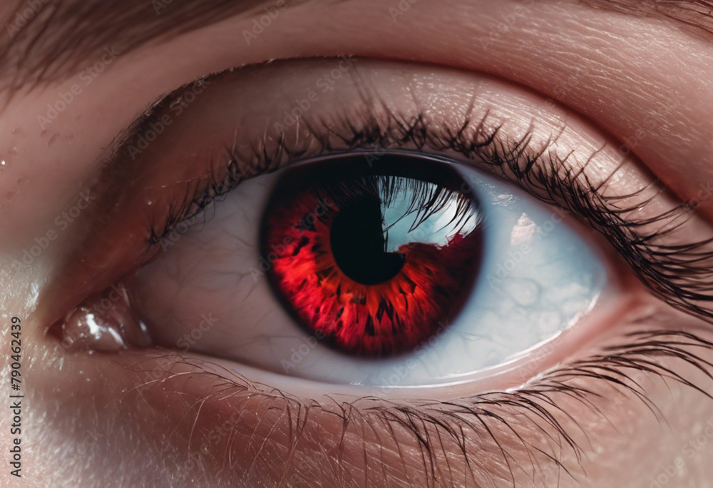 Naklejka premium Fiery Gazes Exploring the Depths of Red Eyes