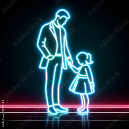Neon father daughter sign