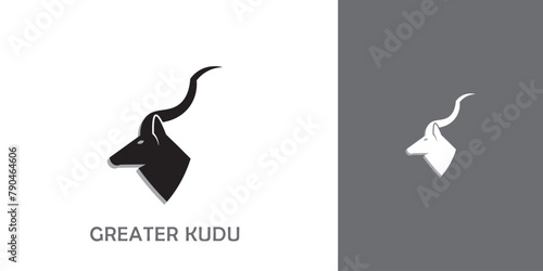 Vector of Greater Kudu on white background, greater kudu logo design photo