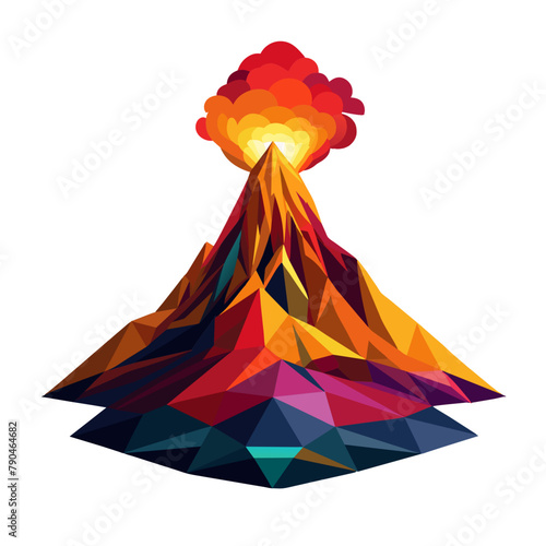 Geometric Low Poly Volcano Eruption Vector