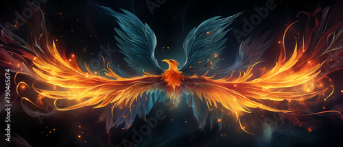 Mystical Phoenix in Night Sky - Fantasy Art Illustration © heroimage.io