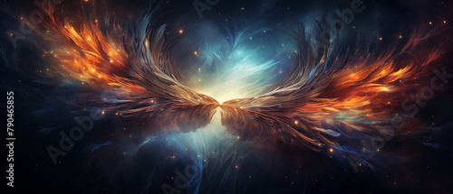 Phoenix Embracing Cosmic Light Digital Artwork photo
