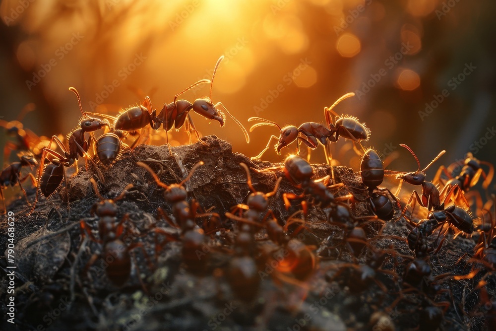 Ants Working Together at Sunset
Ants Working Together at Sunset