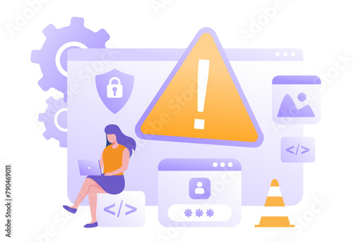 system update, maintenance, loading, installation software, technology, internet, application, flat vector illustration banner background for landing page website