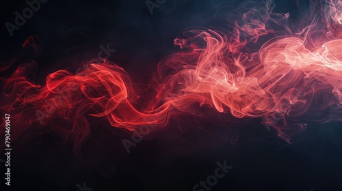 Concept of darkness depicted through abstract red smoke against a black backdrop