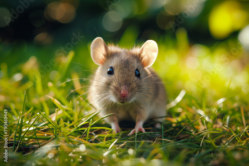Mouse in Lush Green Grass