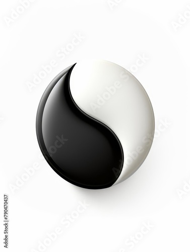 TBlack and white yin yang symbol on isolated white background, symbolizing balance and harmony, ideal for conceptual designs photo