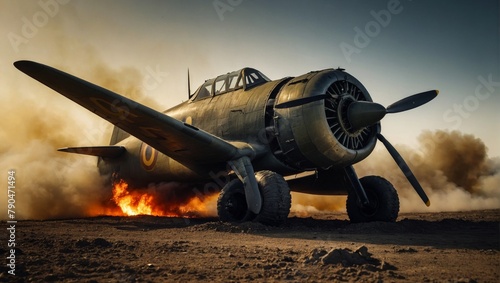 world war planes on fire photo