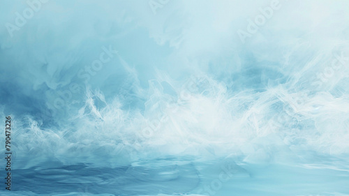 A serene combination of translucent glacier blue and ice white, creating a minimalist abstract background that evokes the pure, crystalline beauty of an untouched snowfield