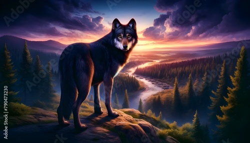 wolf in the forest photo