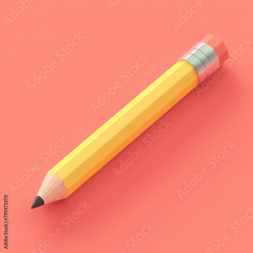 A 3D icon depicting a pastel yellow pencil with rounded edges, AI Generative
