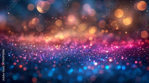 Abstract bokeh lights twinkle, a background of blurred beauty, colors merge in a dance of light, AI Generative photo