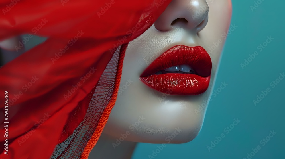 Sultry Sophistication: Close-Up of Red Lips and Nose