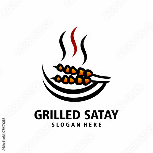 spicy satay logo design template
