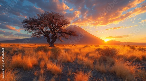 Pyramid group in the desert at sunset, golden light, dramatic shadows, AI Generative photo