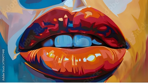 Captivating Pop Art Close-Up of Eyes and Lips with Surreal and Luscious Details