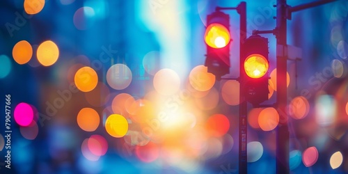 Traffic Light on Side of Road. Generative AI photo