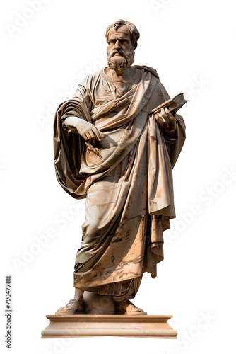 Ancient statue of greek man with book photo