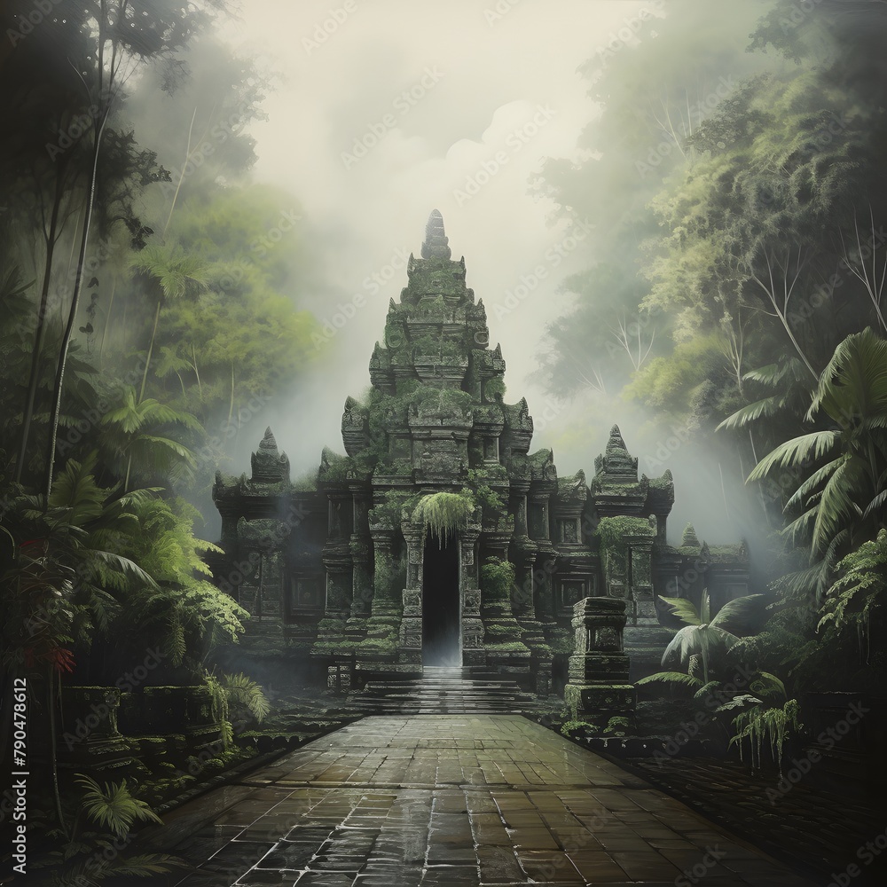 Ancient temple in Majapahit Empire Stock Illustration | Adobe Stock
