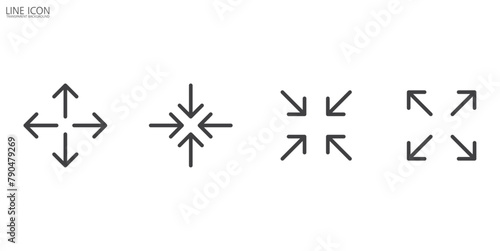 Control UI Pixel Perfect Well-crafted Vector Thin Line Icons, Rounded Thin Icon Set, Navigation arrow set isolated icon. Arrows for the website and app. Arrows icon vector illustration in transparent 