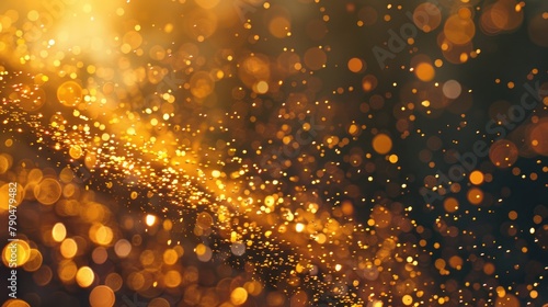 Shimmering gold particles float in the background photo