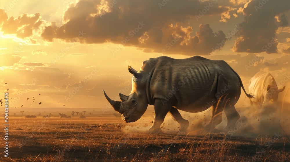Fototapeta premium Protecting the endangered rhinos