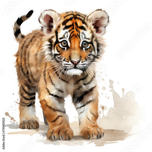 Watercolor South China tiger  clipart Illustration  Generative Ai