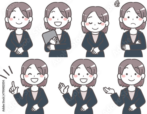 スーツを着た女性の様々な表情 1