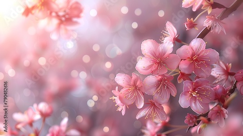Sakura blossoms against a soft  bokeh background.