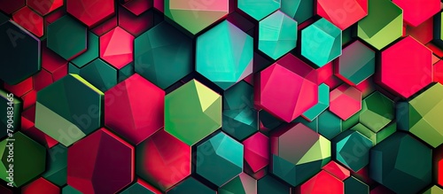 Vibrant red, green, blue hexagon mosaic bursts with colorful energy 🟥💚🔵 Add dynamic flair to any space!  ColorfulGeometry