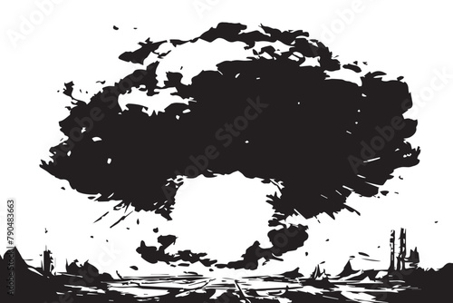 black ink splat background with bomb