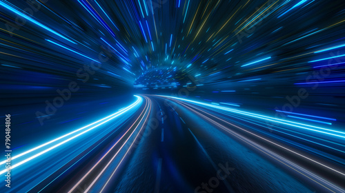 high speed light trails abstract background  futuristic cyber tech wallpaper 